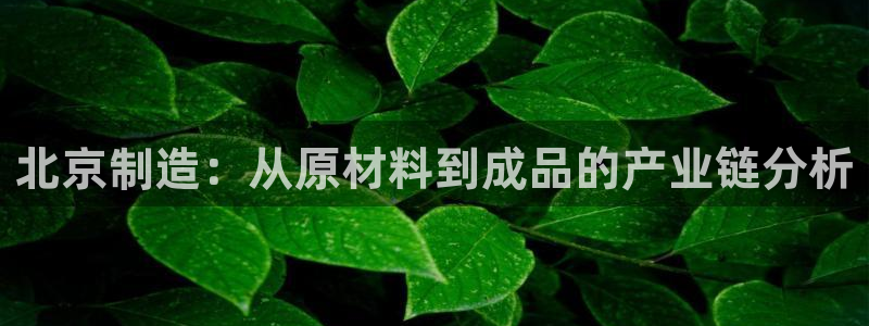 意昂3五金厂：北京制造：从原材料到成品的产业链分析